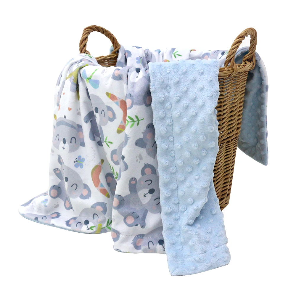 
100% Polyester Ultra Soft Skin Friendly Throw Swaddle Minky Dot Blanket For Kids Toddlers 