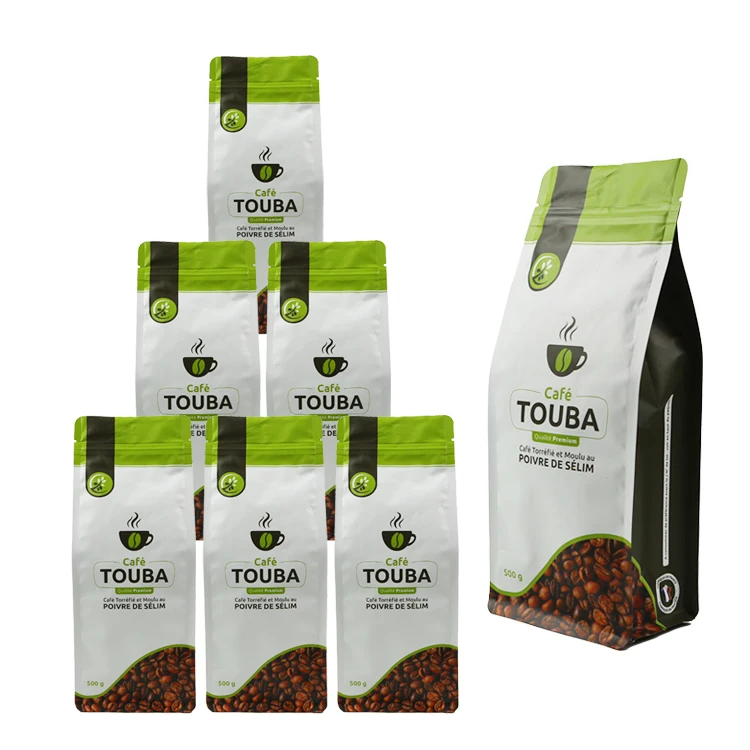 Custom Laminated Material With One-Way Valve Eight Side Seal 250g 340g 500g 1000g Coffee Bean Packaging Bag