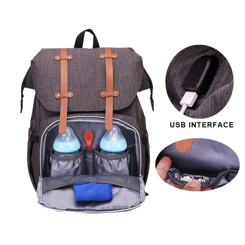 Drop Ship Baby Diaper Bag Backpack Baby Stroller Bags Dads Waterproof Knapsack Maternity Nursing Nappy USB Backpacks Travel Bags