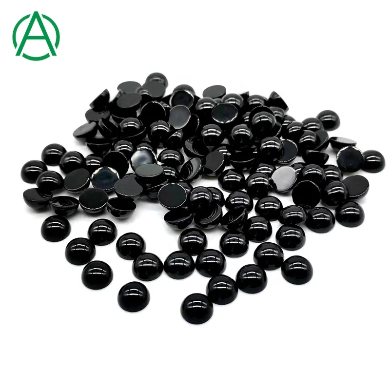 ArthurGem wholesale high quality natural black agate round cut, black agate loose gemstone cabochons for jewelry making