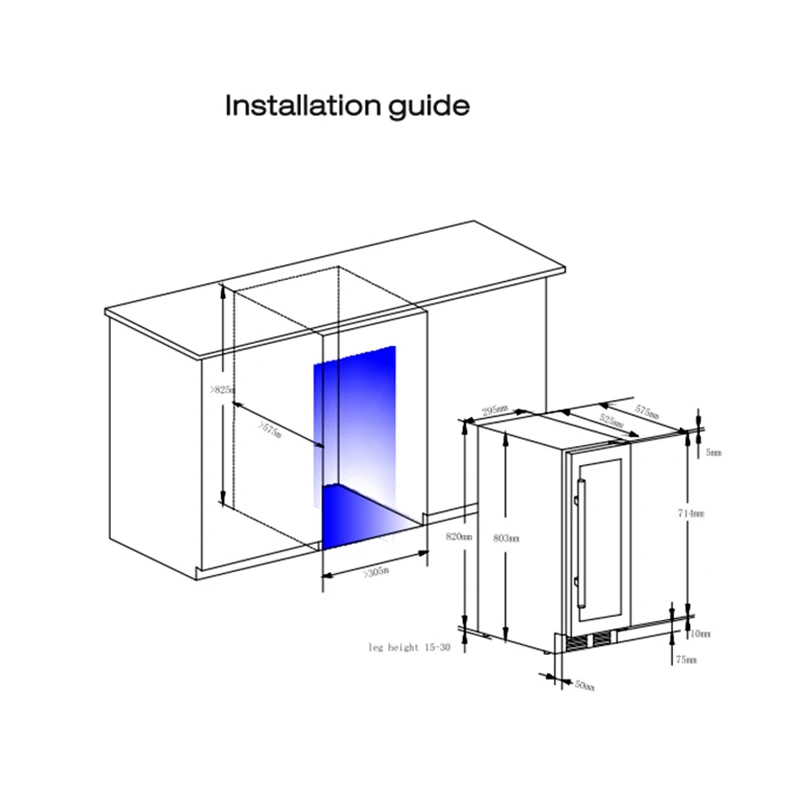 Smart Touch Screen Wine Cooler Wine Fridge Built in Cabinet Wine Cellar Built-in Black with Lock Wooden Shelves