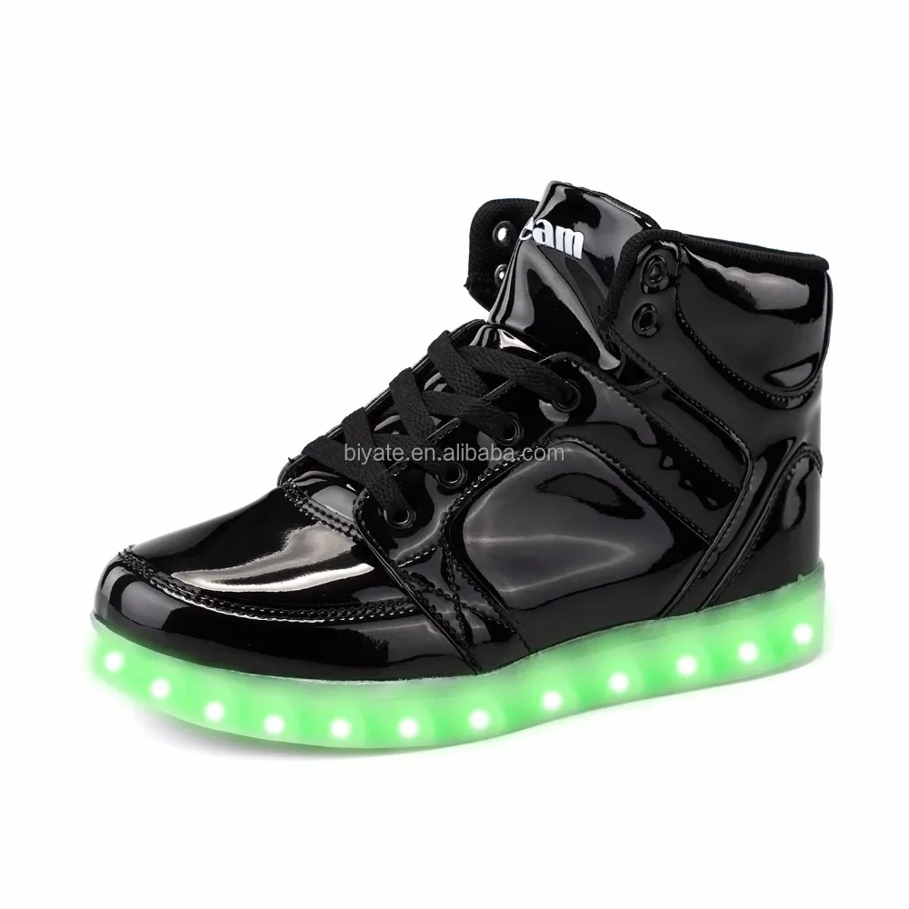 Children led light up shoes PU leather casual shoes light up shoes For Kids