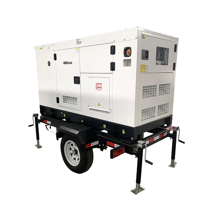 Portable silent diesel generator 20kw 30kw 50kw trailer type with two wheels for home/factory use/