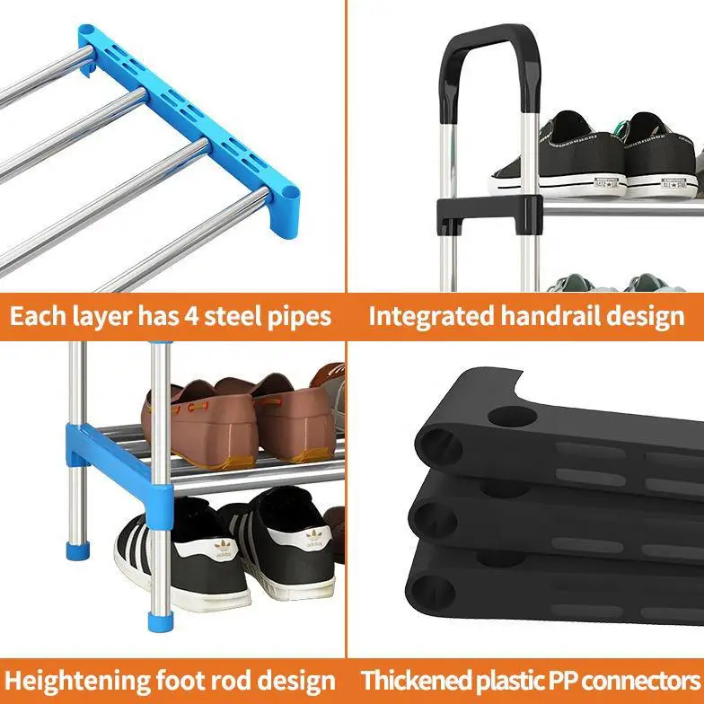 8 Tier Simple Design Free Standing Shoe Shelf Rack Storage Stand Shoe Rack