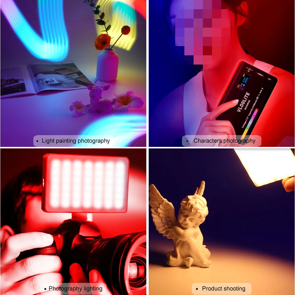 Mini RGB Camera Video Light 8W 3100mAh Rechargeable Battery LED Camera Accessories Light Kit for Photography Studio Shooting