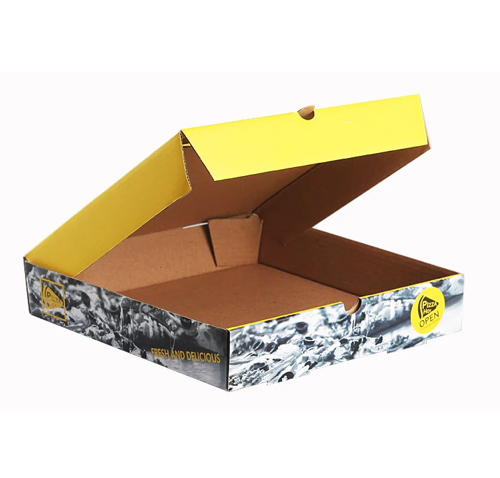 wholesale cheap custom 4C Offset Printing 6E flute die cut corrugated pizza box for take away