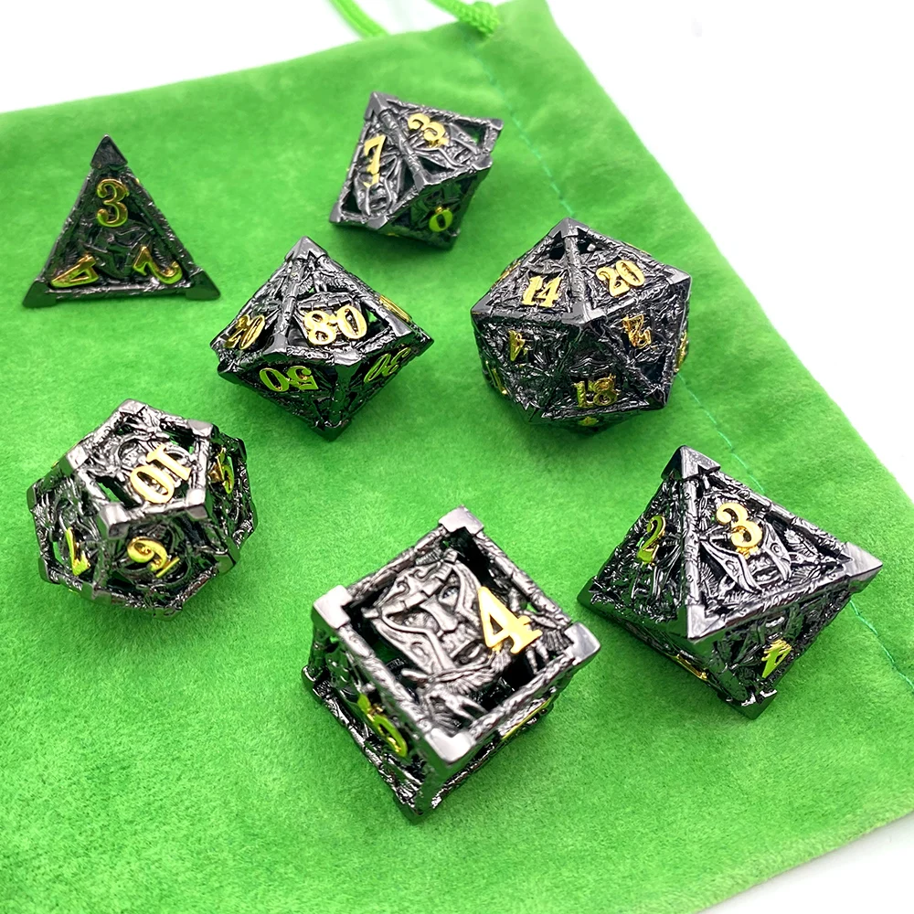 New metal hollow dice flashing dice D4 D6 D8 D10 D10% D12 D20 RPG DND dice