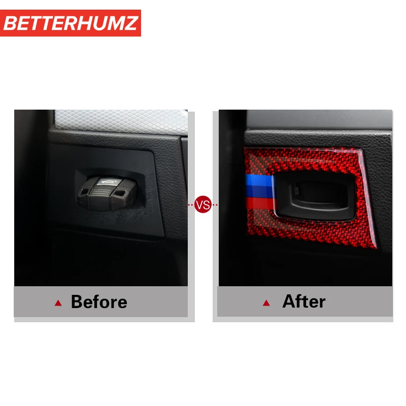 Carbon Fiber Car Decorative Trim M Performance Auto Stickers Key Hole Frame Ignition Switch Cover Trim For BMW E90 E92 E93