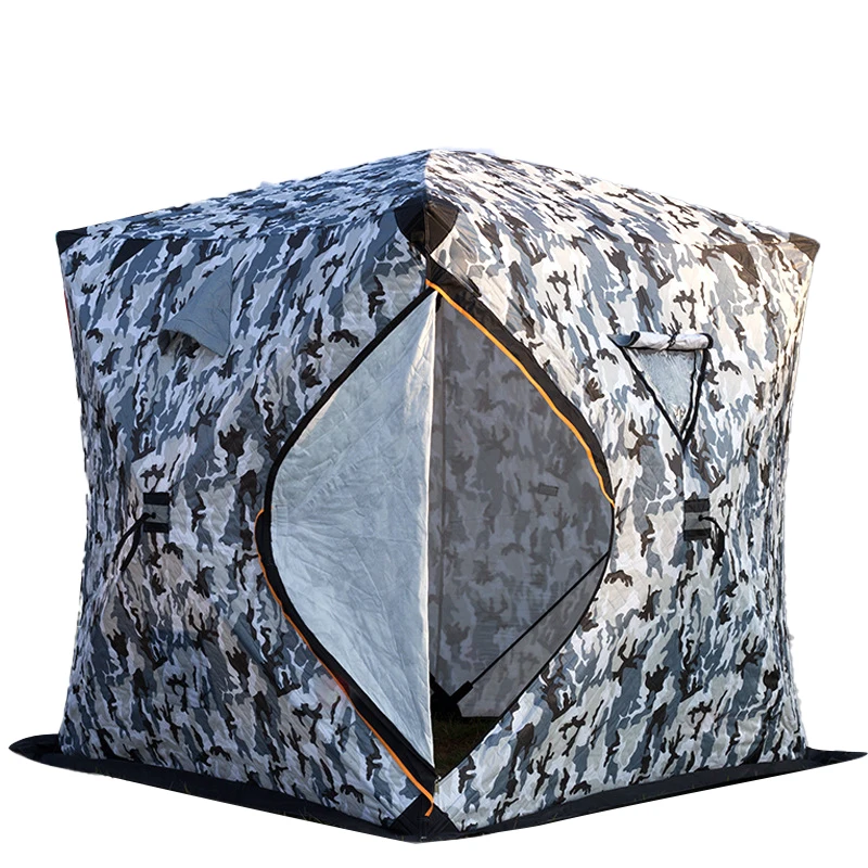 High Quality Triple-layer Fabric Ice 3-4 Persons Pop Up Heat Insulation Winter Ice Cube Fishing Shelter Tent to Keep Warm