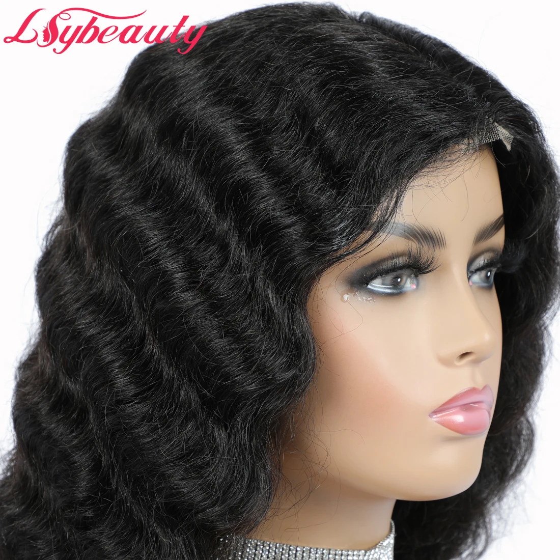 Lsy Beauty Ocean Deep Wave Human Hair Wigs For Sales My First Wig Natural Black 1B Color Affordable Luvme Hair Wigs For Women