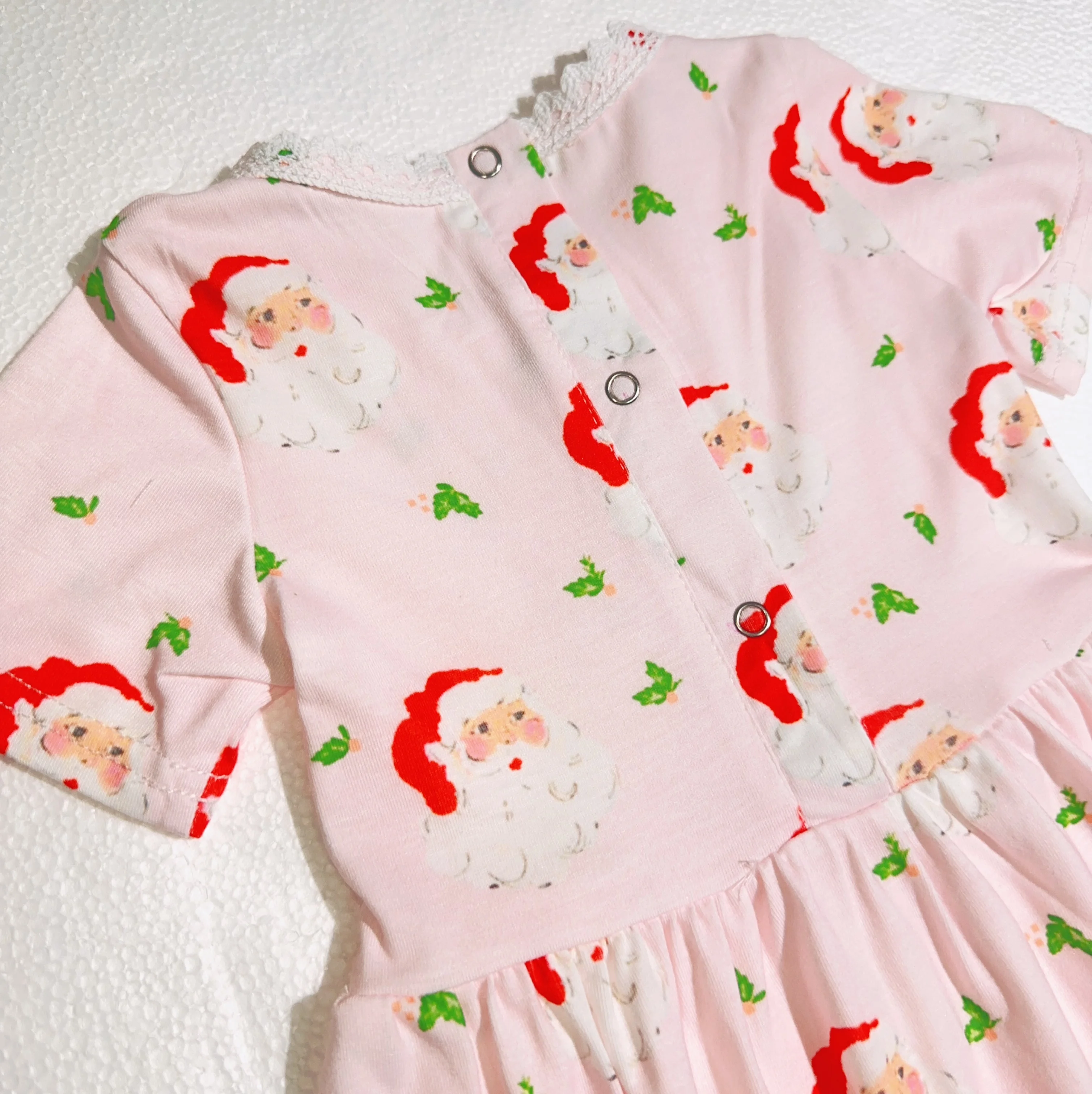 Customized Christmas Cotton Girls Lace Short Sleeve Boutique Toddler Dresses 2-12 Children Clothing Girls Baby Dresses