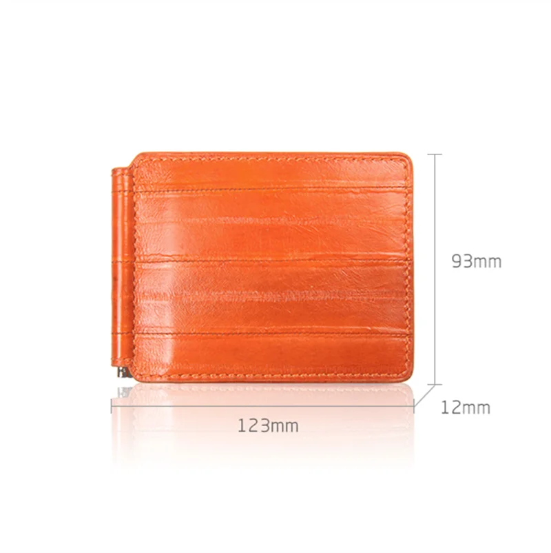Billeteras Luxury Designer Custom Genuine Eel Skin Wallet Slim Mini Card Package Business Unisex Leather Money Clip Wallet