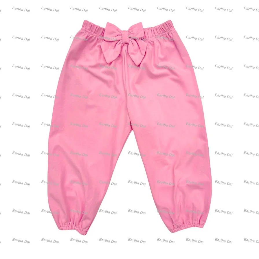 kids girls pants custom blank cotton bow jogger pants for girls casual baby girls trousers