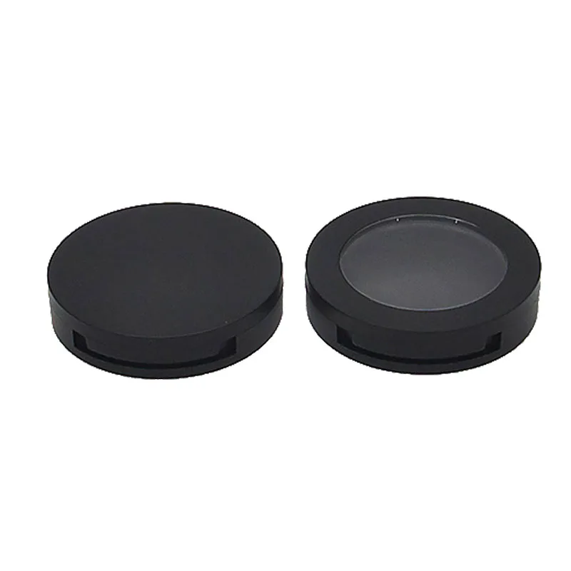 Stock Simple Style Matte Black Round Loose Powder Container With Mirror Empty Blush Compact Case/Box