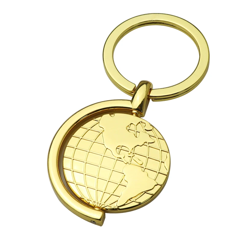 Xun Xin Customized Double-Sided Globe Keychain Metal Creative 360 Degree Rotating World Map Key Ring