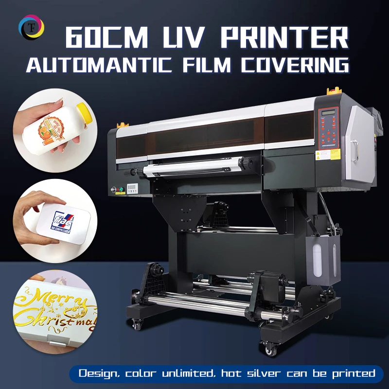 A1 60cm UV DTF Printer With Laminator DTF Impresora De UV Led Light Roll To Roll Multi Colour UV DTF Crystal Logo Printer