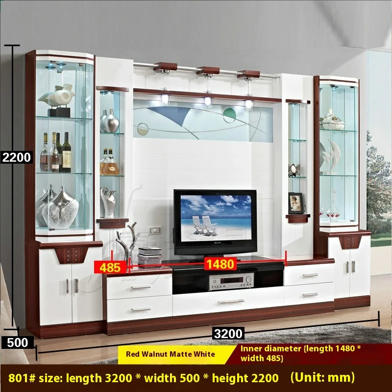 2025Latest Design Storage Display Rack Modern Wood Tv Stand Home Furniture Apartment Luxury Wall Unit Led Living Room Tv Cabinet