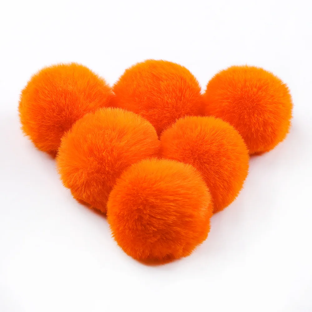 high quality 6cm size rabbit fur pompom shoes booties slippers use light pink faux fur ball pom pom