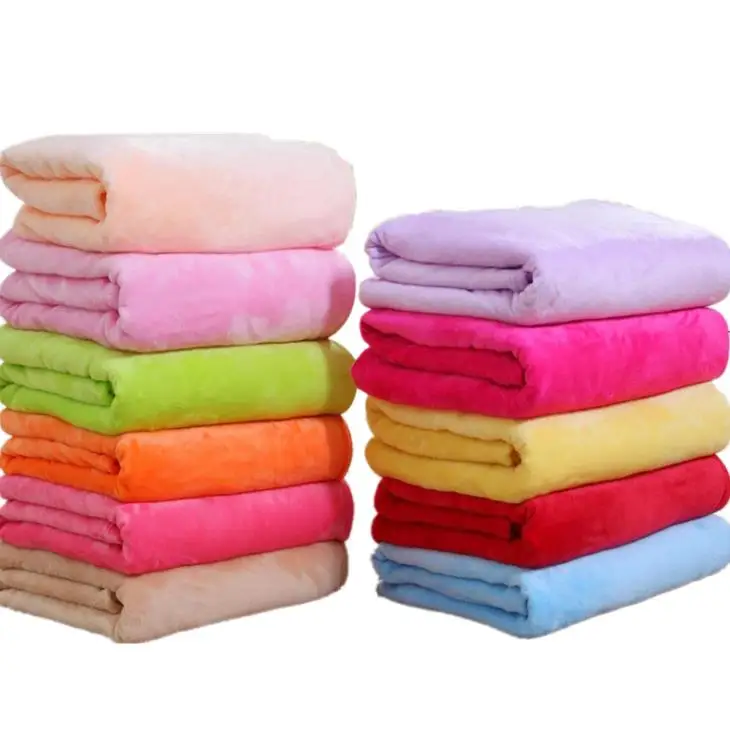 High quality customized solid selimut bulu coral fleece flannel blankets