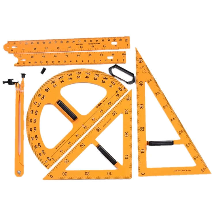 T Shape Big Teach Plastic Ruler Set Includes Straight and Triangular Rulers for Measuring Tools Plastic Material