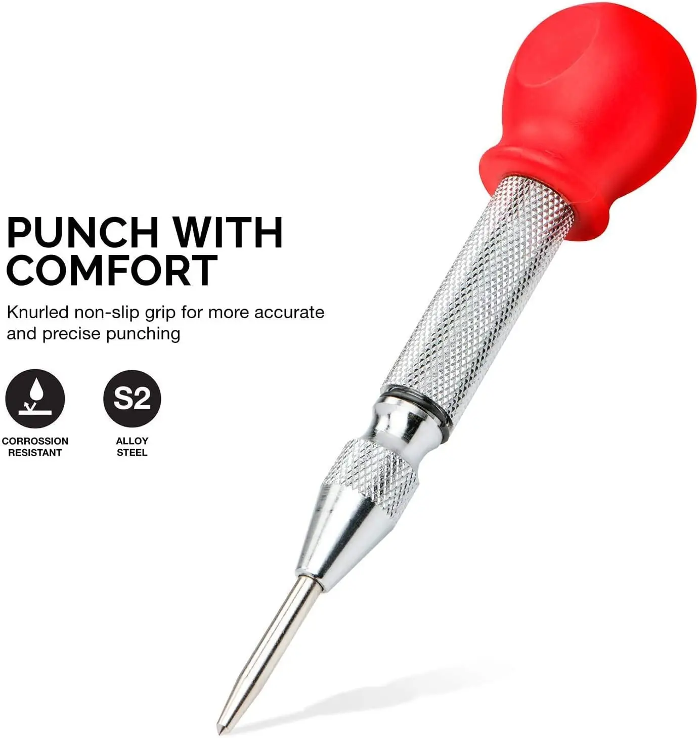 -Inch Automatic Center Punch for Metal, Adjustable Impact Spring Loaded Center Punch Tool, Spring Punch