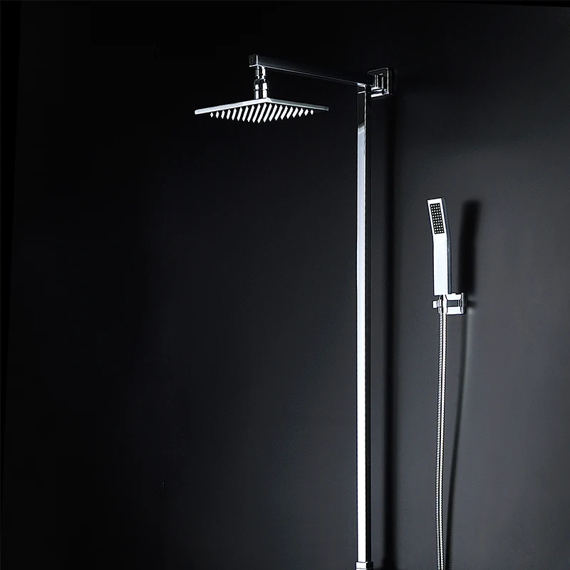 Square 8 Inches LED Light Shower Head Sets Handheld Shower With Arm Slide Bar for Bath Accessories Faucet Taps T