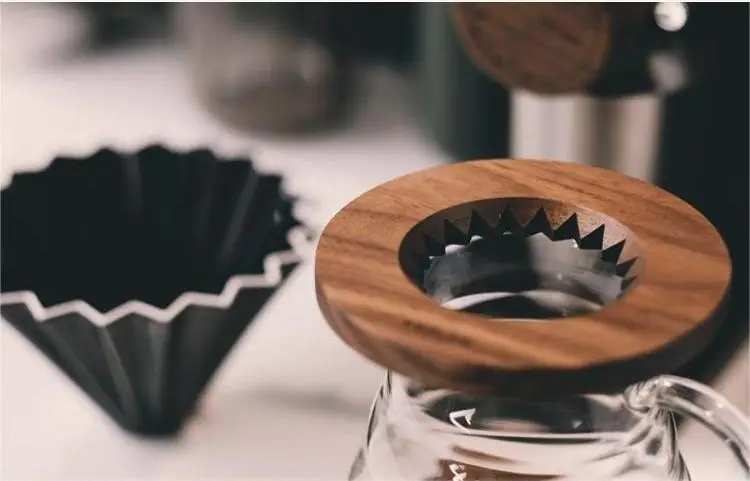 Fixed Ring Wooden Walnut Hold Coffee Dripper Wooden Dripper Holder for Origami