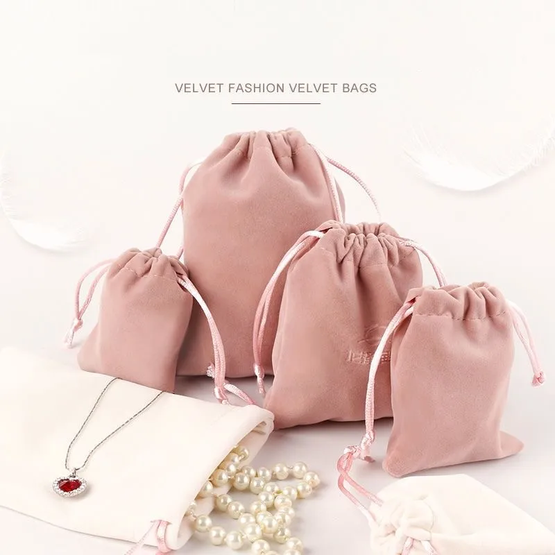 Wholesale high quality sustainable Custom logo small velvet Luxury Gift Packaging Silk Satin Drawstring Jewelry Pouch Bag