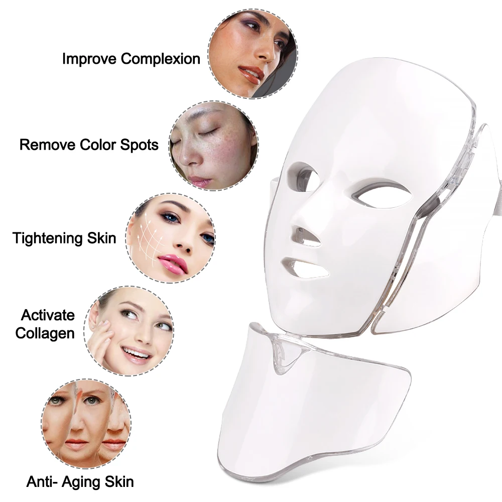 7 photon colors Led Pdt Collagen Red Light Therapy Led Photon Therapy for face and neck rejuvenation