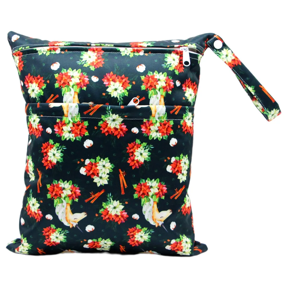 Double Zipper Pockets Waterproof Reusable Diaper Organizer Baby Cloth Diaper Wet Dry Bags