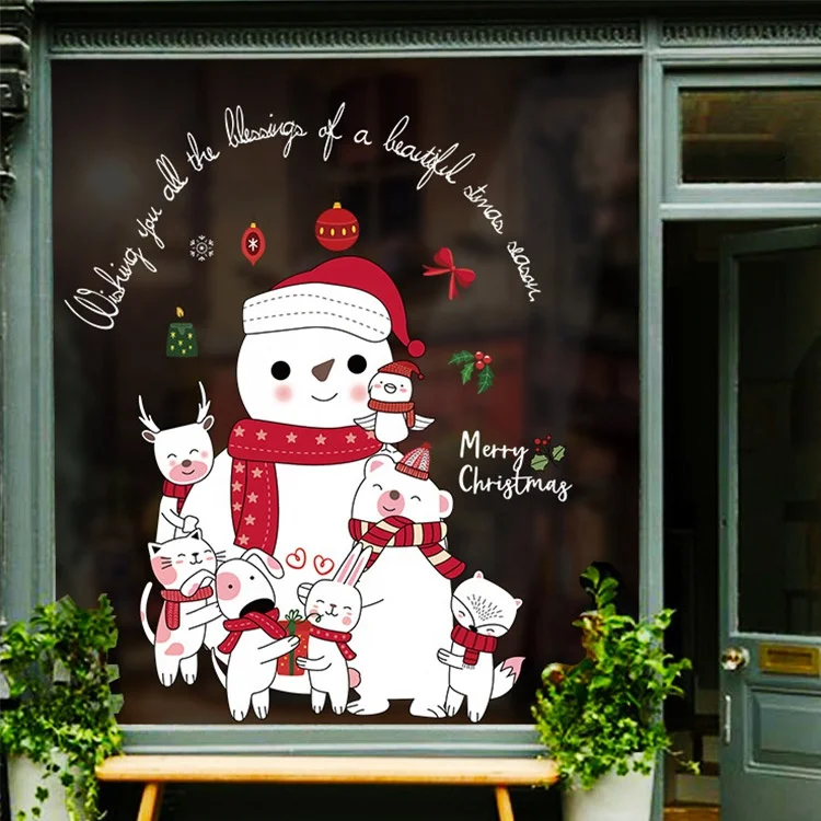 
Removable No Glue Static Cling Glass Shop Decoration Christmas Kitchen Wall Tile Paper Christmas Window Decoration Stickers 