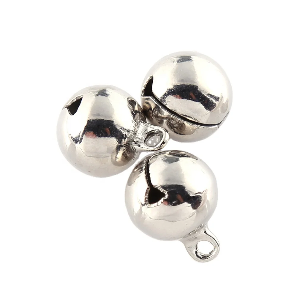 Promotional 12mm width silver color metal decoration craft DIY making small bell xmas decorative jingle bell for gift