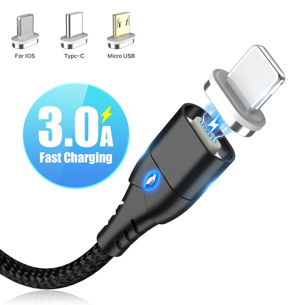 Магнитный Шнур Micro USB type-c, пылезащитный шнур для передачи данных телефона, 3 А, быстрая зарядка мобильного телефона Android, магнитный кабель для быстрой зарядки