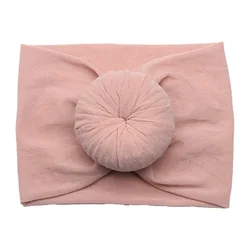 Faddish boutique newborn knot head bow wrap soft elastic doughnut nylon kids hair band for baby girls