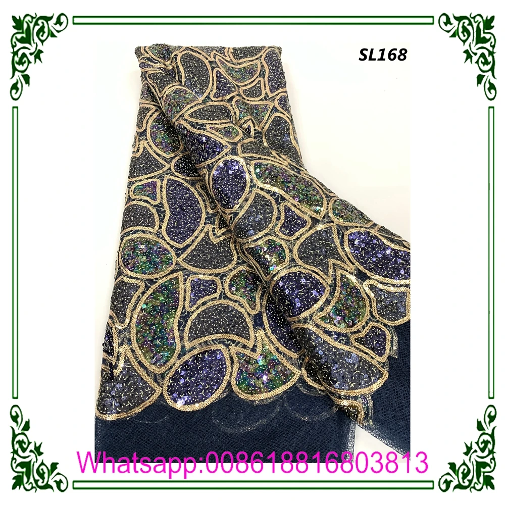 Sugarlady african tulle lace french lace wedding dress fabrics with sequins for party