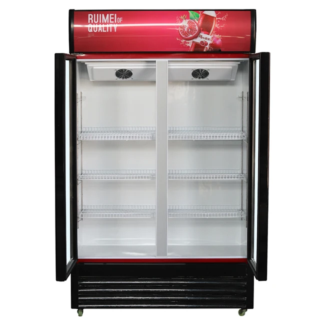 Drink Bottle Cooler Display Refrigerator Commercial Double Glass Door Beverage Fridge