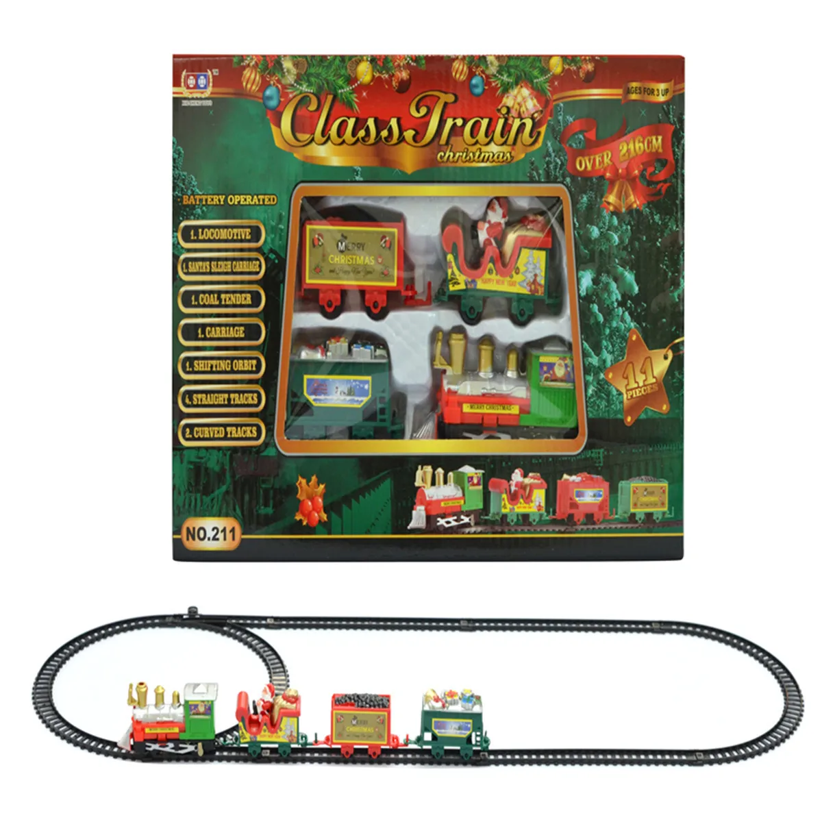 2025 High Quality Plastic Railway Tracks Slot Toy Christmas Electric Musical Train Set For Kids with Custom Box