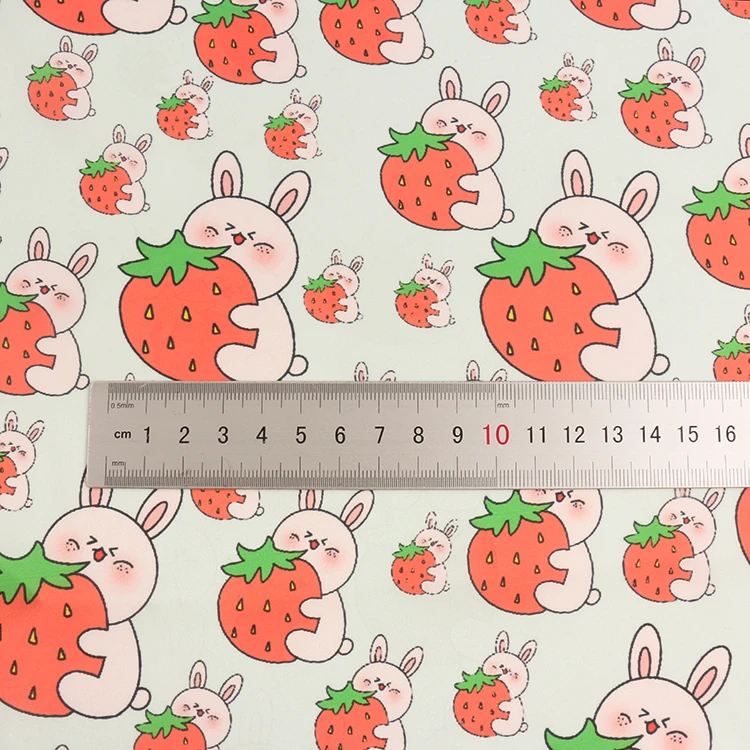 Factory supply Custom pattern vitamin strawberry light satin chiffon printed fabric for dress