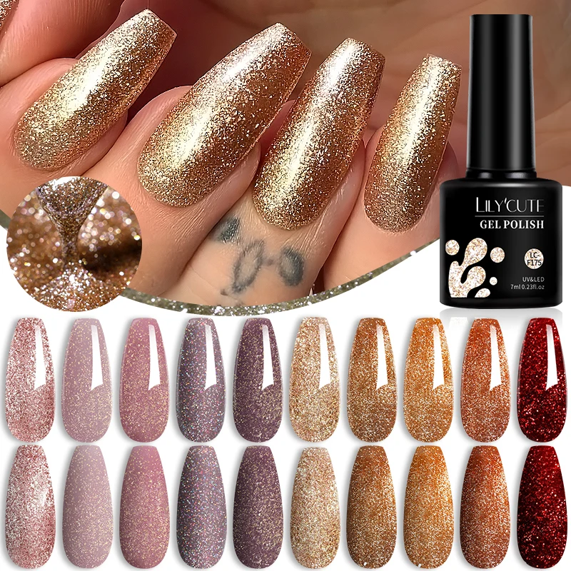 LILYCUTE 184 Colors Gel Nail Polish OEM Custom Logo Private Label Solid Color Glitter Soak Off UV LED Polish Gel Nails