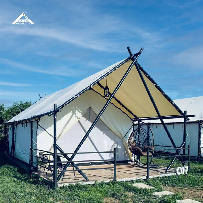 Hot Sale Outdoor Glamping Tent Waterproof Durable Luxury Safari Tent Resort Hotel Tent Family Camping Travel Optional Bathroom