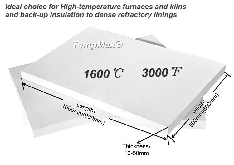 TempMax Alumina Fiber High temperature resistant PCW Fiber 1600C Polycrystalline Mullite Wool Board