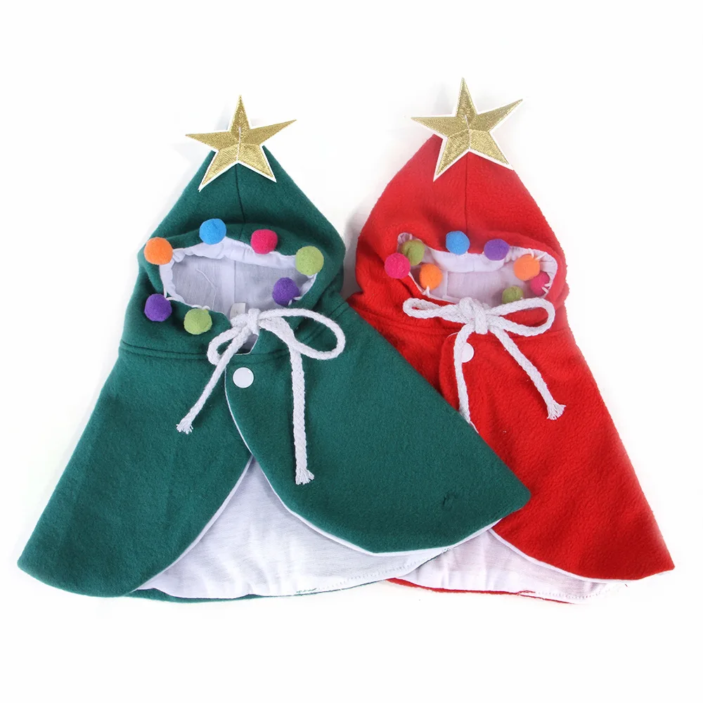 Christmas Pet Cape Costume Xmas Hat Soft Thick Red Apparel Clothes Accessories Cat Dog Cloak
