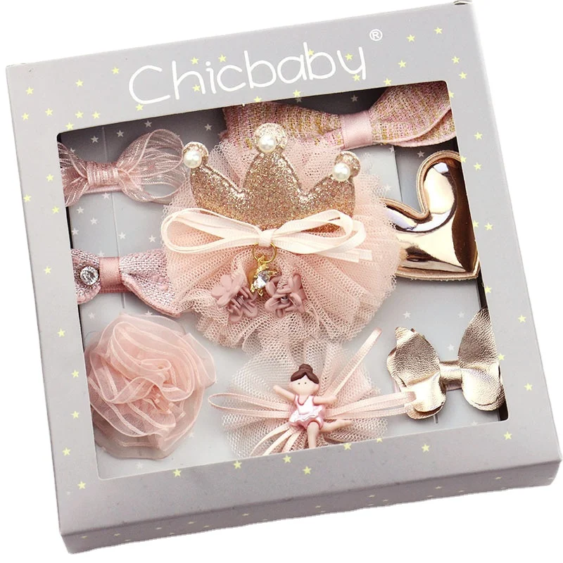 
Gift box 10pcs Good Quality kids Birthday party gift Fashion Hair Accessories Red Color Hairband Hair Clips Christmas Gift Set 