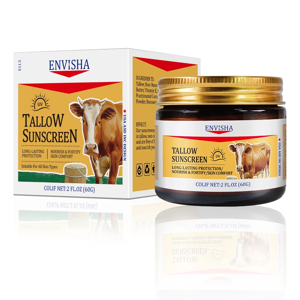 Factory Private Label Unscented Grass Fed Suncream Outdoor Body Face Sun Moisturizing And Smoothing Skin Tallow Sunscreen