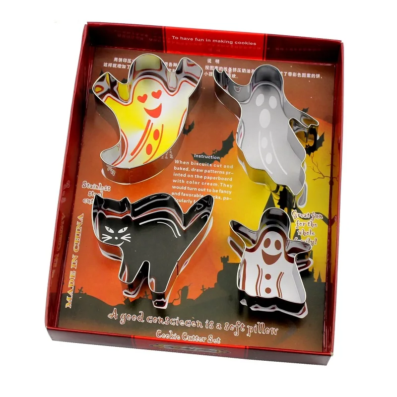 
Baking Decorating Tools Stainless Steel Halloween Cookie Mold Ghost Black Cat Cake Mold DIY Baking Tool Set Cookie Cutter 