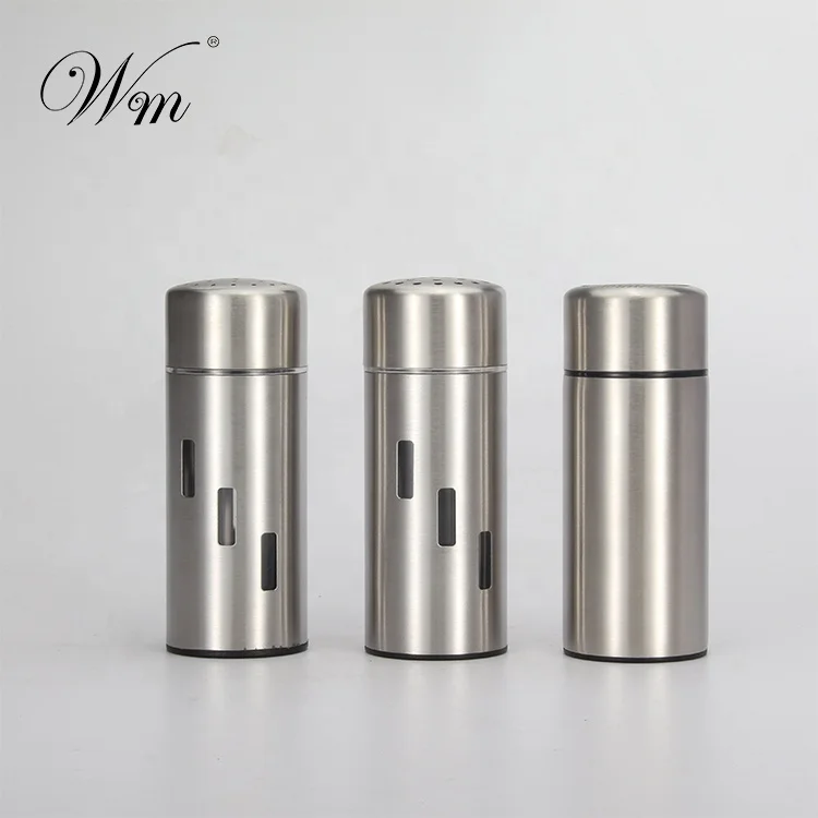 Stainless steel salt and pepper shaker powdered sugar and cocoa/chocolate shaker Spice Tins