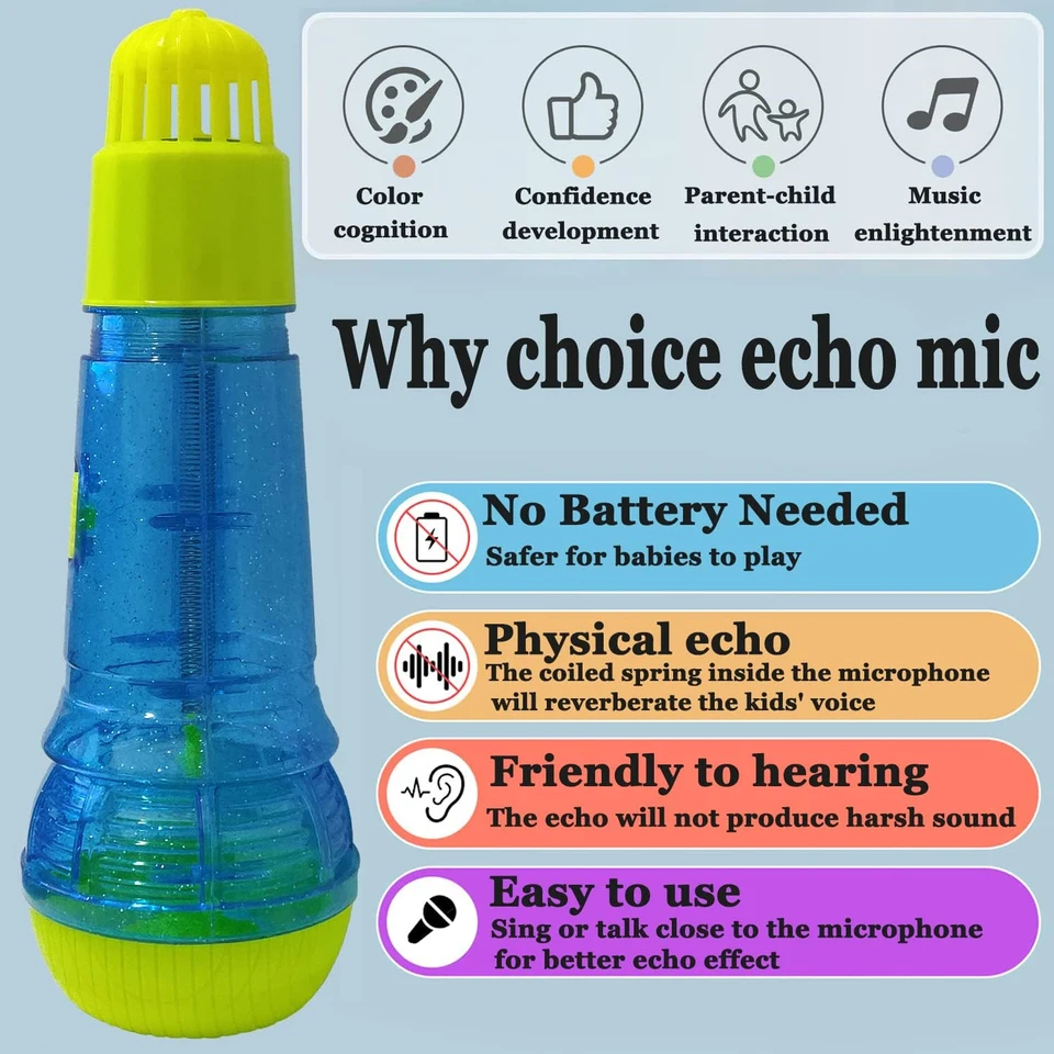 Large Size Kids Echo Microphone Physical Echo Multicolor Karaoke Toy Wireless Plastic Music Instrument Kindergarten Toys