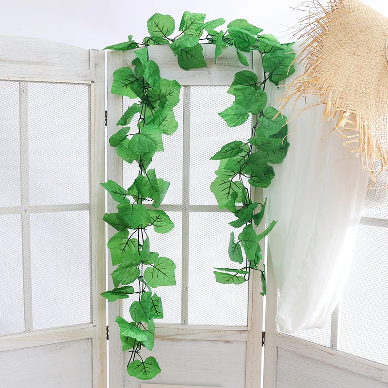Strands Artificial Grape Vine Leaf Plants Vine Hanging Garland Fake Home Kitchen Garden Office Wedding Wall Decor