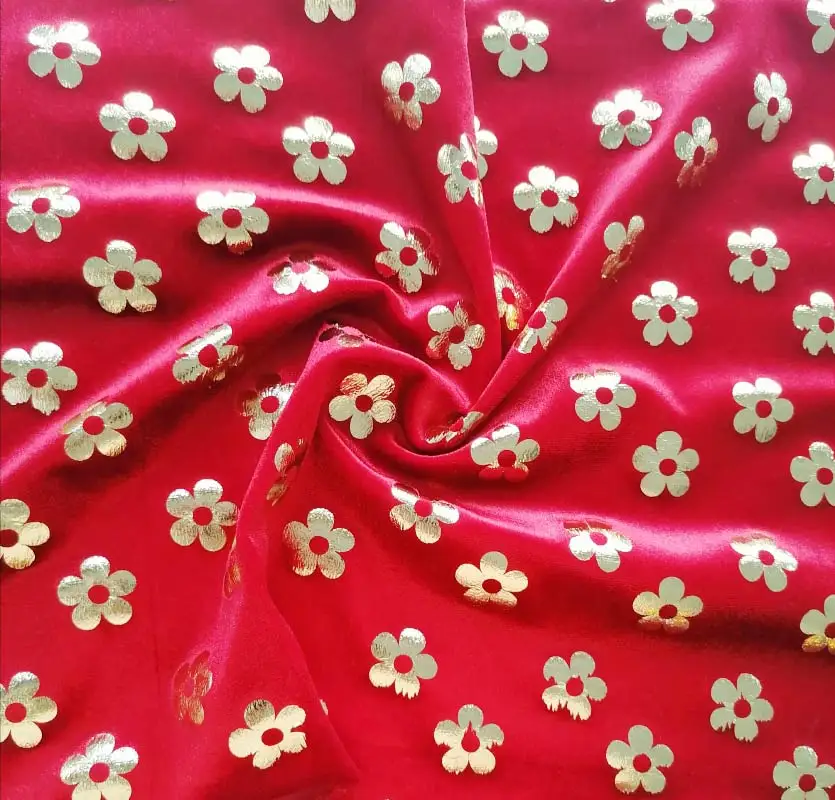 2023 Wholesale korean velvet gilding printed fabric for clothing