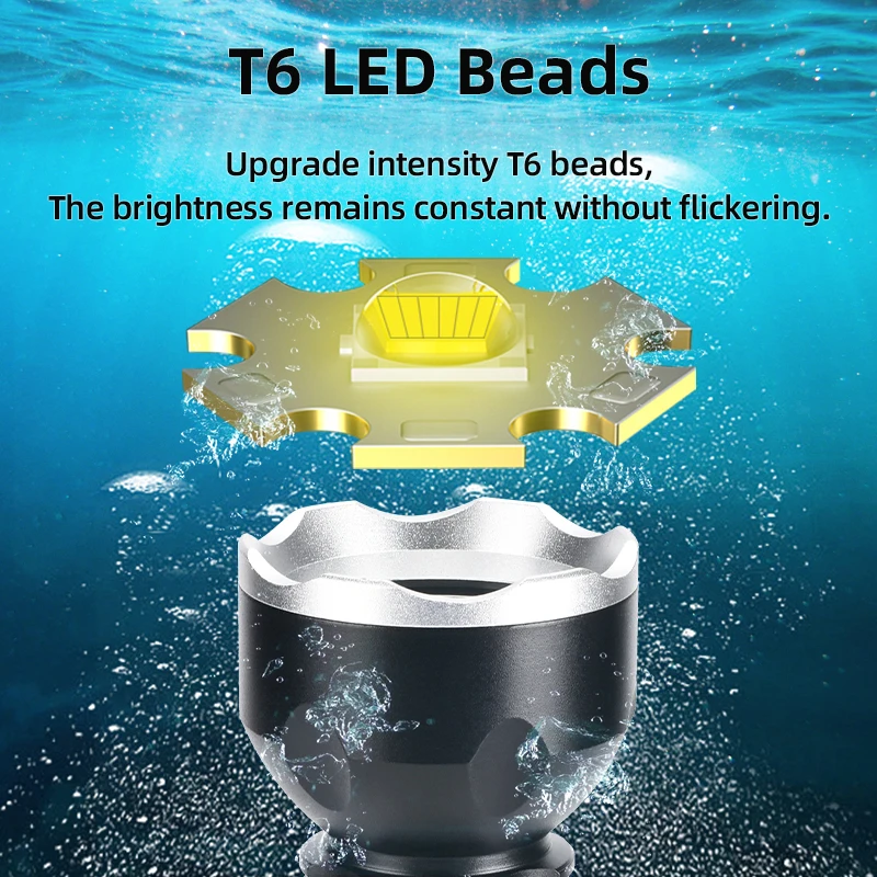 High power aluminum flashlights led torch professional diving flashlight underwater